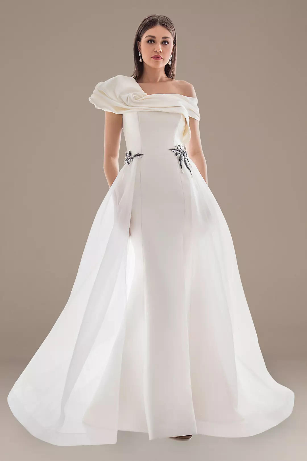 Off-the-Shoulder Wedding Dress with Overskirt Image