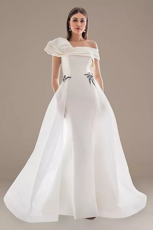 Off-the-Shoulder Wedding Dress with Overskirt Image 1