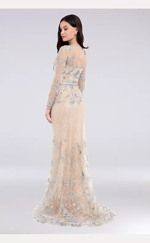Metallic Lace Sweetheart Gown with Leather Belt Image 2