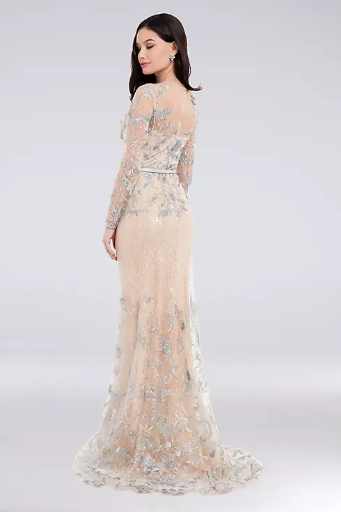 Metallic Lace Sweetheart Gown with Leather Belt Image 2