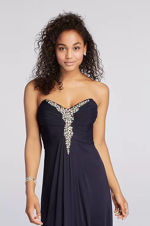 Strapless Mesh Prom Dress with Beaded Neckline Image 3
