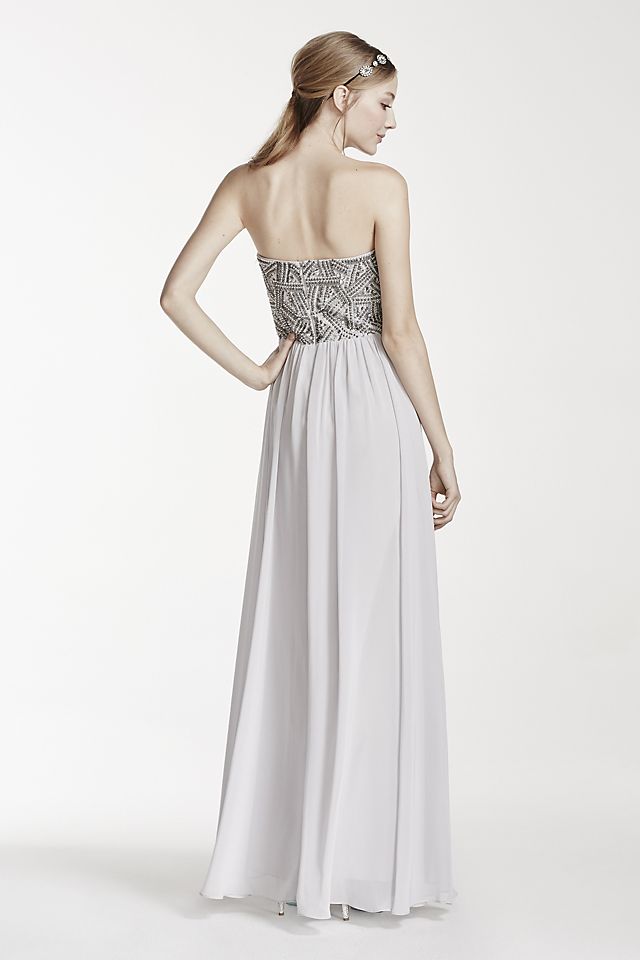 Strapless Geometric Beaded Prom Dress Image 5