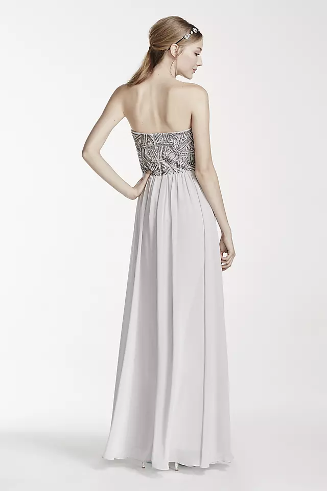 Strapless Geometric Beaded Prom Dress Image 2