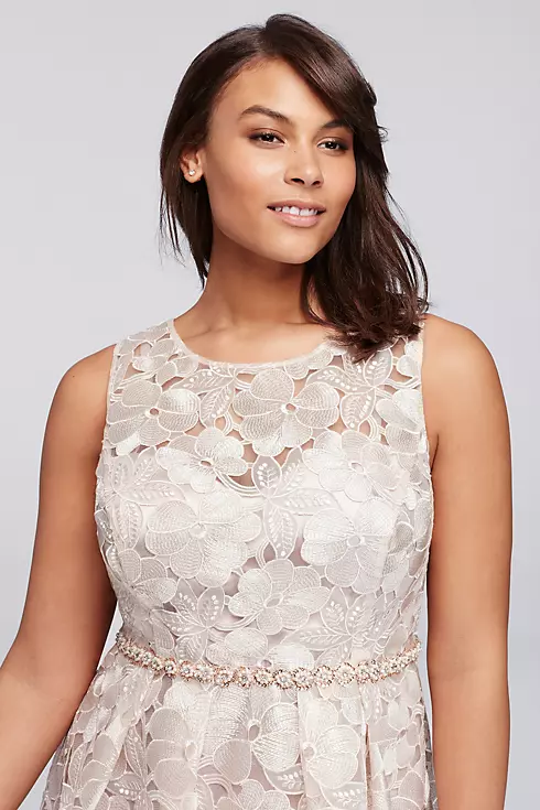Short Pleated Floral Lace Dress Image 3