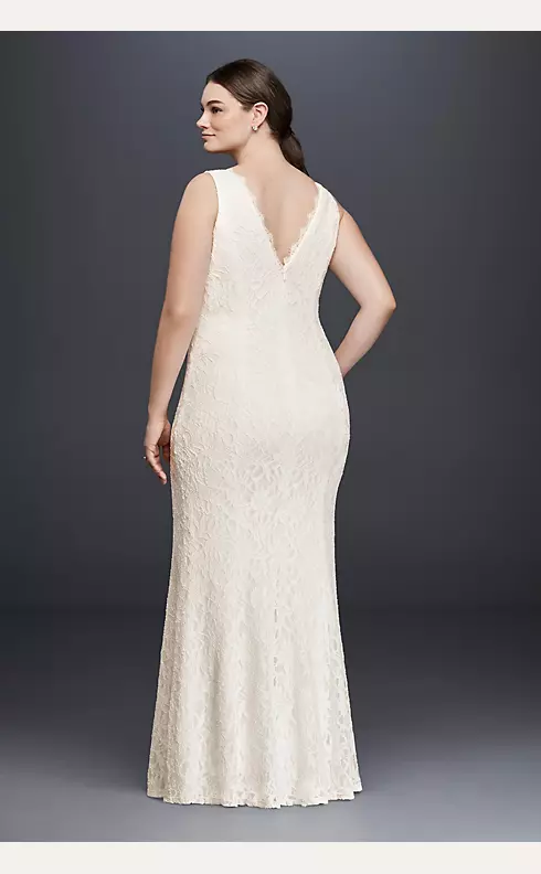 Allover Lace V-Neck Sheath Wedding Dress Image 2