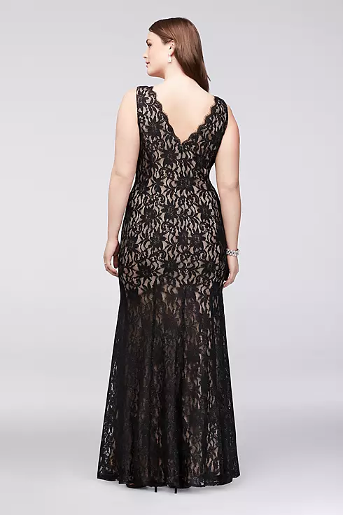 Allover Lace V-Neck Plus Size Sheath Gown Image 2
