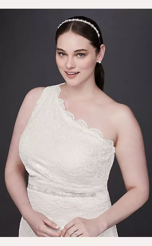 Scalloped One-Shoulder Lace Plus Size Gown Image 3
