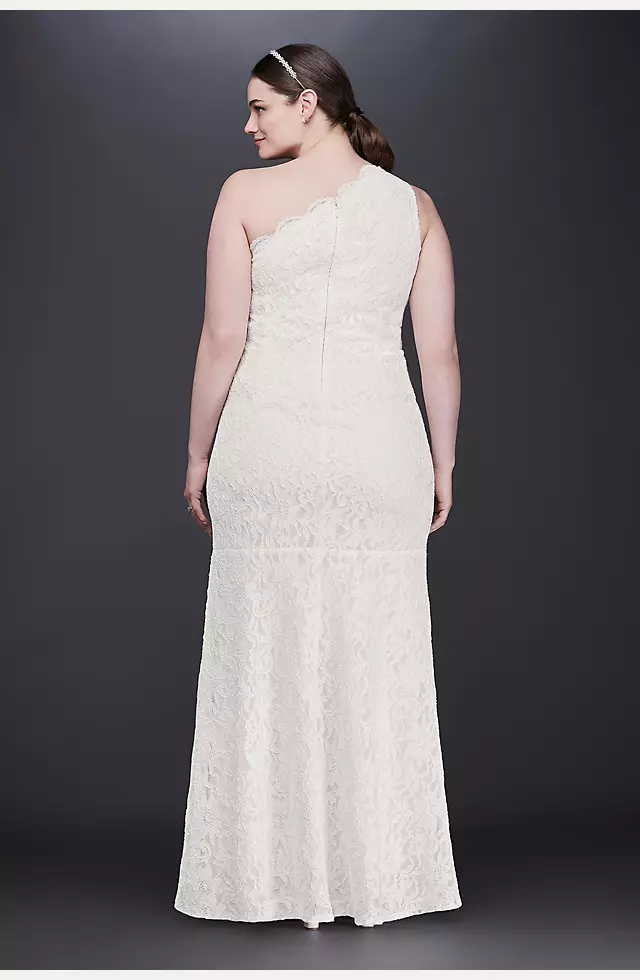 Scalloped One-Shoulder Lace Plus Size Gown Image 2