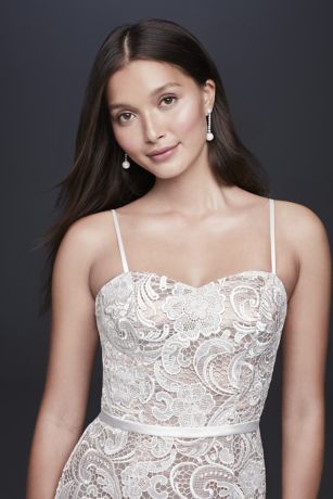 Paisley Lace Illusion Sheath Dress with Sheer Hem | David's