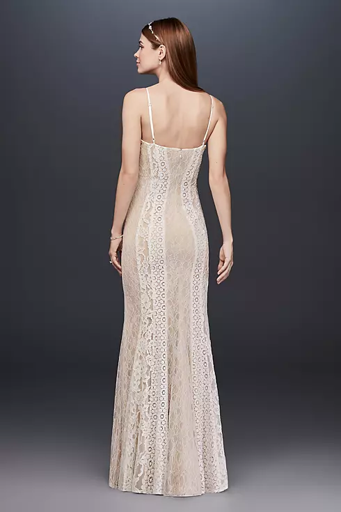 Mixed Lace Sheath Gown with Spaghetti Straps Image 2