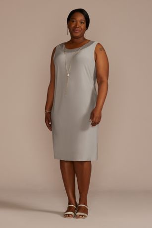 Textured Glitter Jacket Dress and Necklace | David's Bridal