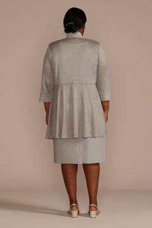 Textured Glitter Jacket Dress and Necklace | David's Bridal