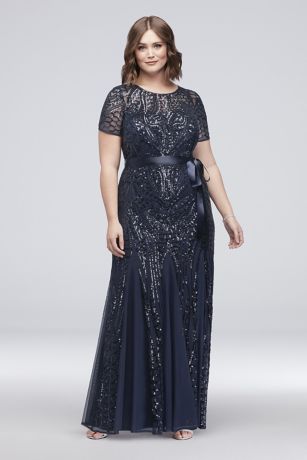 navy blue plus size evening gowns