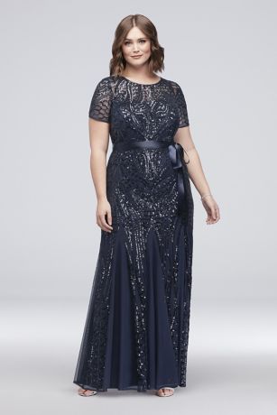 navy blue evening gown plus size