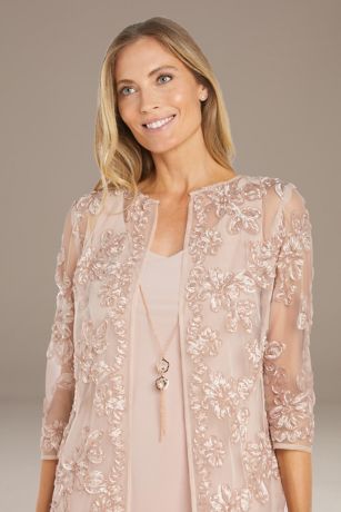 Short Sheath Dress with Embroidered Jacket | David's Bridal