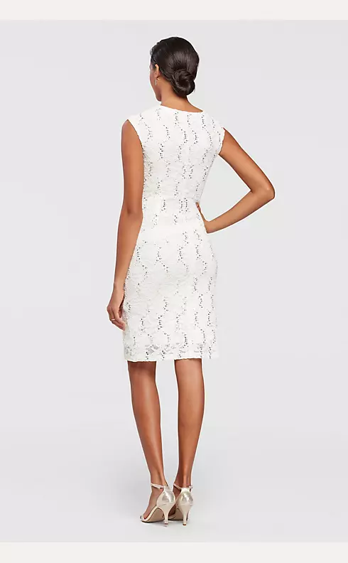 Short Sequined Lace Dress with Keyhole Neckline Image 2