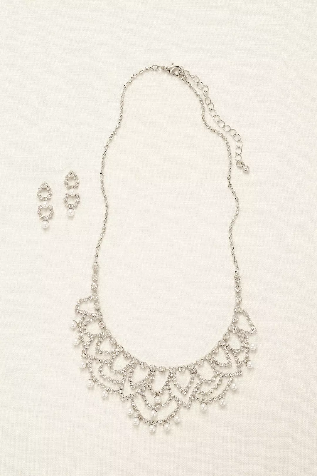 Scalloped Necklace with Pearls and Earring Set Image