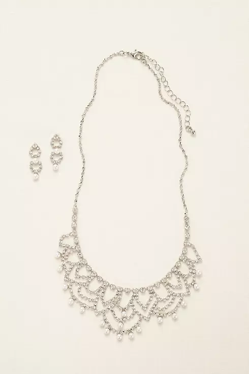 Scalloped Necklace with Pearls and Earring Set Image 1