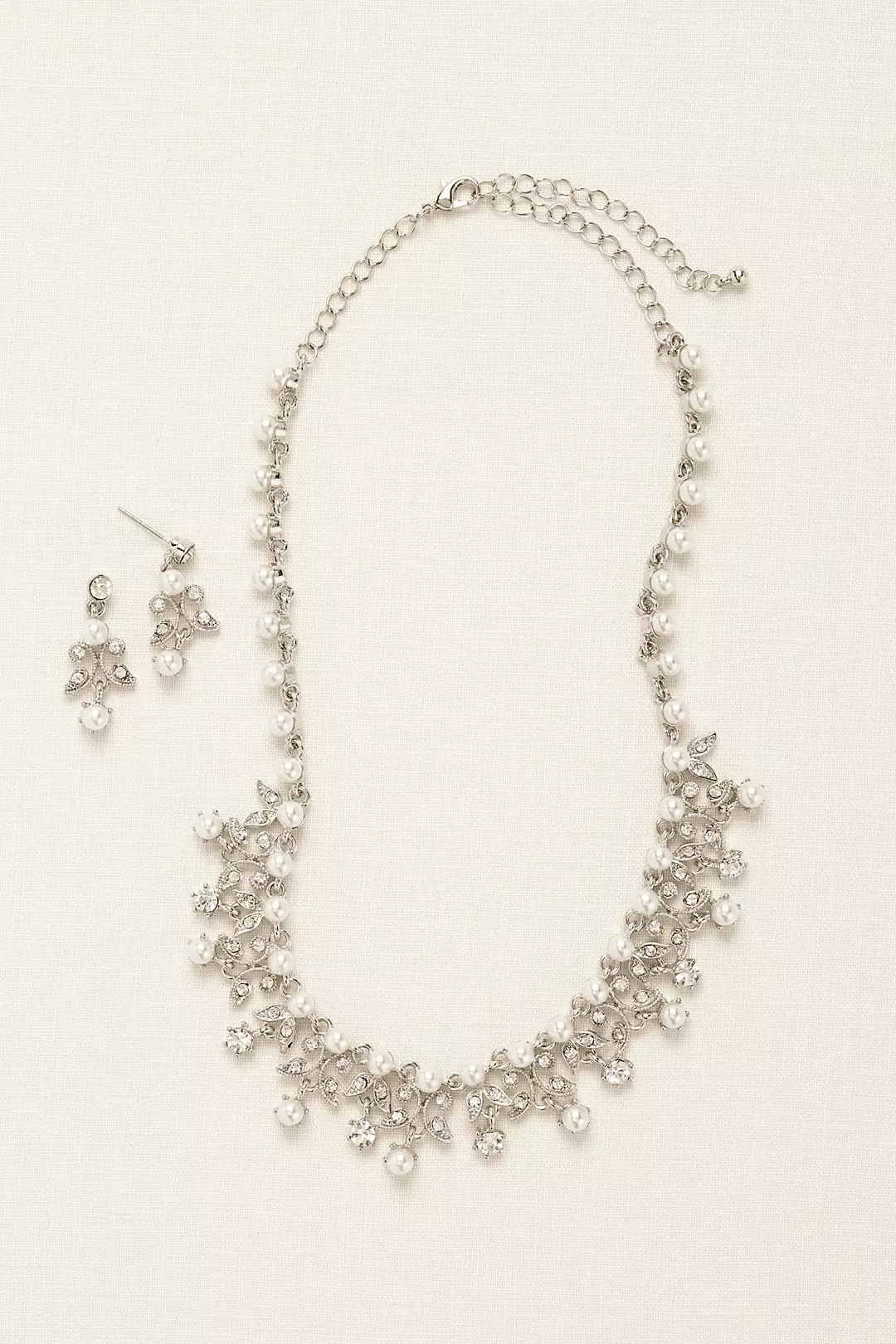 Pearl and Rhinestone Scroll Necklace Set Image