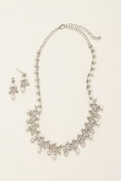 Pearl and Rhinestone Scroll Necklace Set Image 1
