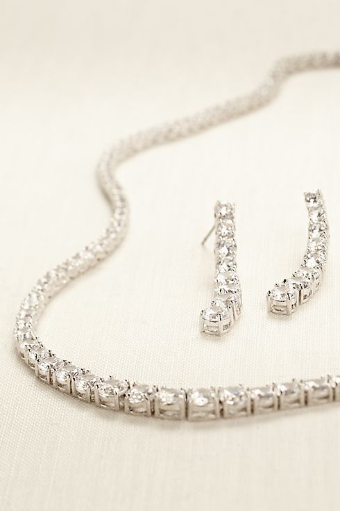 Graduated Cubic Zirconia Necklace and Earring Set Image 2