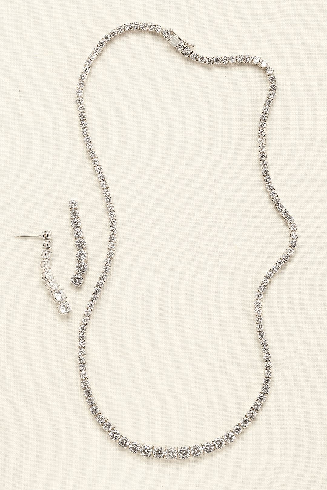 Graduated Cubic Zirconia Necklace and Earring Set Image 1