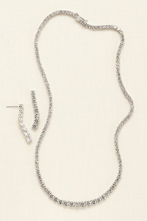 Graduated Cubic Zirconia Necklace and Earring Set Image