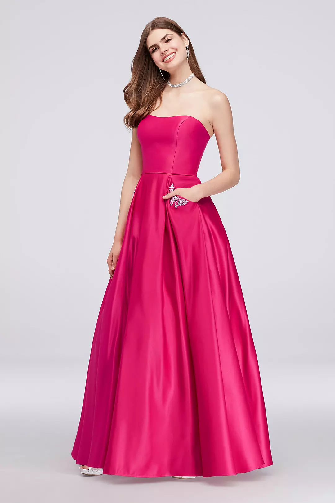 Satin Sweetheart Ball Gown with Crystal Pockets Image
