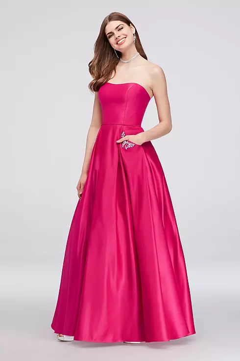 Satin Sweetheart Ball Gown with Crystal Pockets Image 1