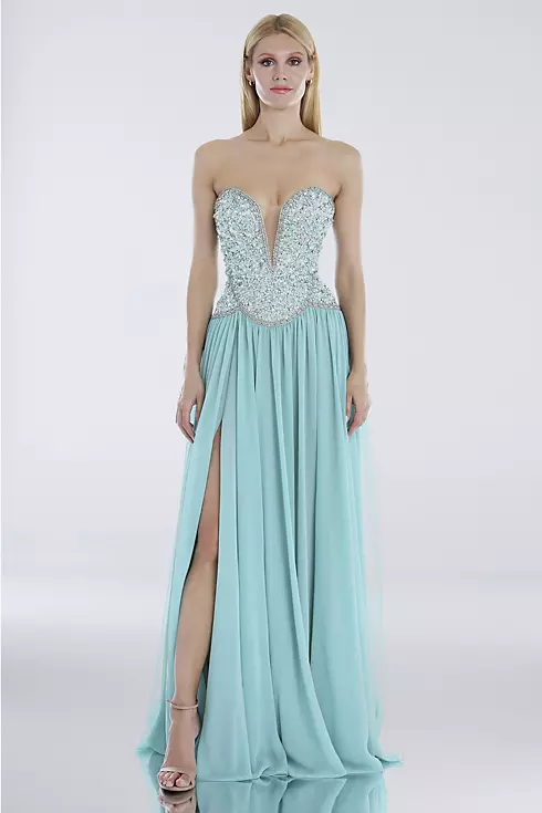 Chiffon Strapless Dress with Sequins and Beading Image 1