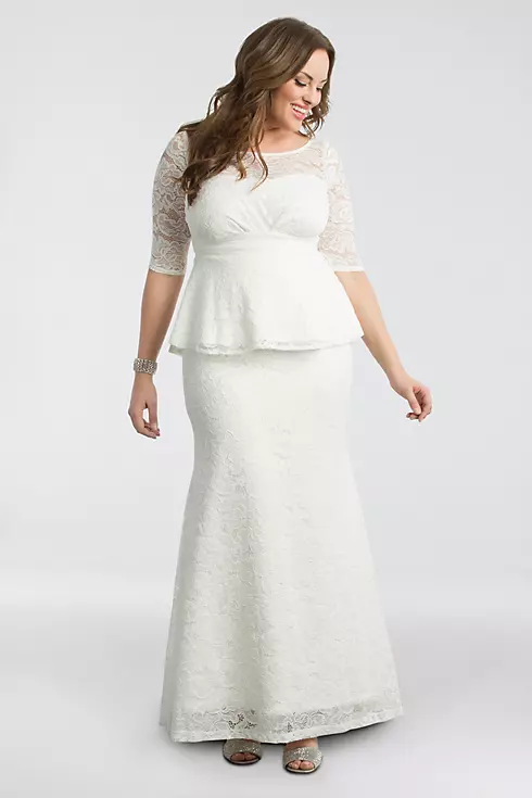 Poised Peplum Plus Size Wedding Gown Image 1