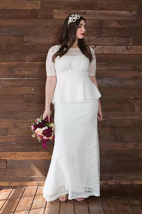 Poised Peplum Plus Size Wedding Gown Image 3