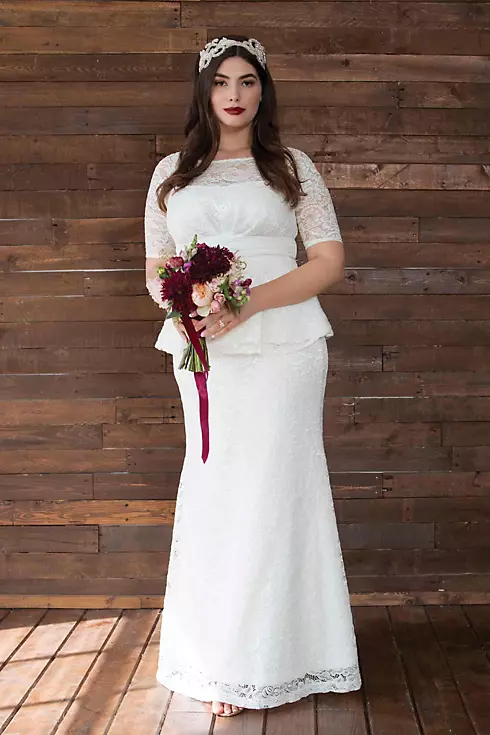 Poised Peplum Plus Size Wedding Gown Image 4