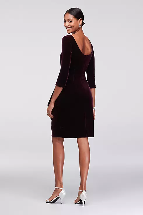 Stretch Velvet Cocktail Dress with Beaded Accent Image 2