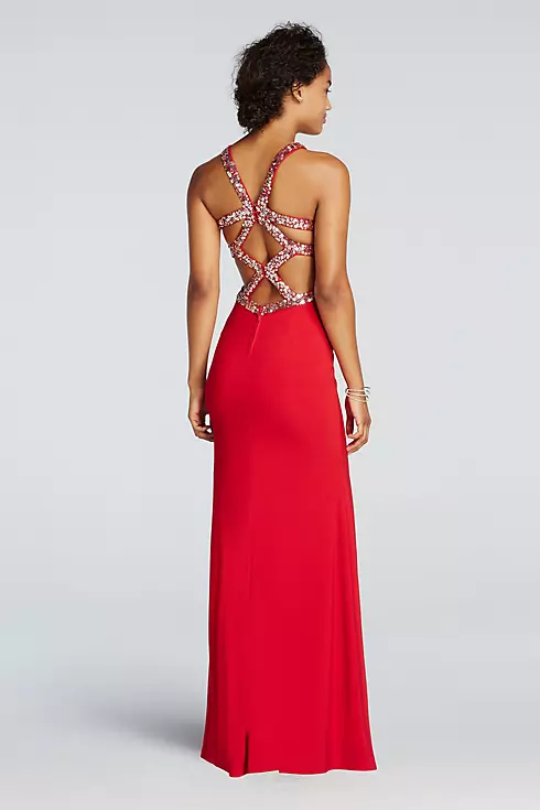 V-Plunge Neckline Prom Dress with Side Slit Skirt Image 2