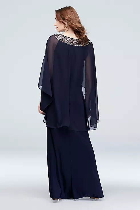Embellished Neck Drape Sleeve Gown with Ruching Image 2