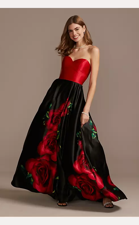 Blooming Rose Sweetheart Strapless Satin Ball Gown Image 1