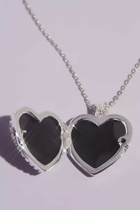 Crystal Embellished Heart Locket Pendant Necklace Image 3