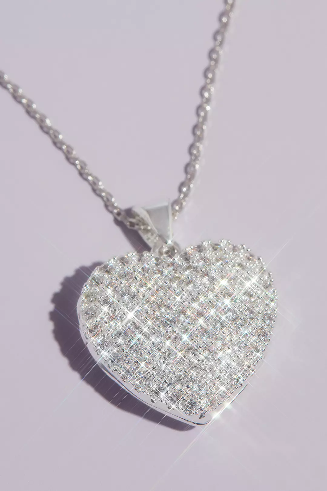 Crystal Embellished Heart Locket Pendant Necklace Image