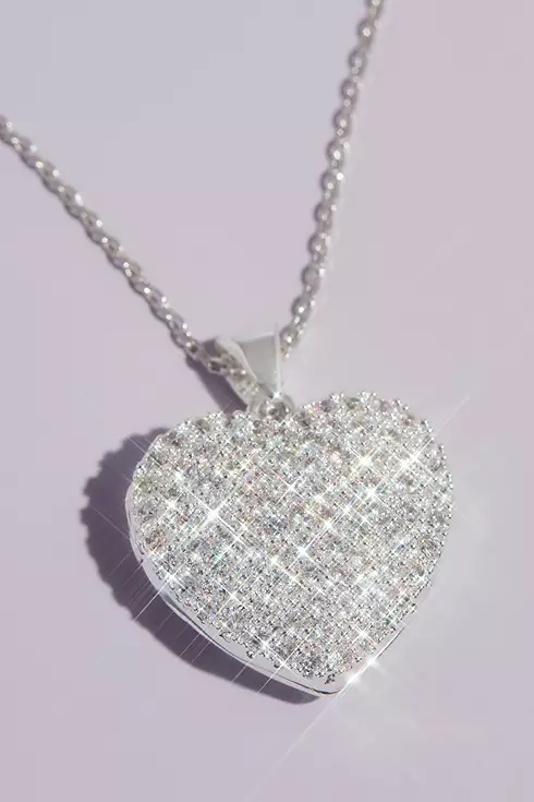Crystal Embellished Heart Locket Pendant Necklace Image 1