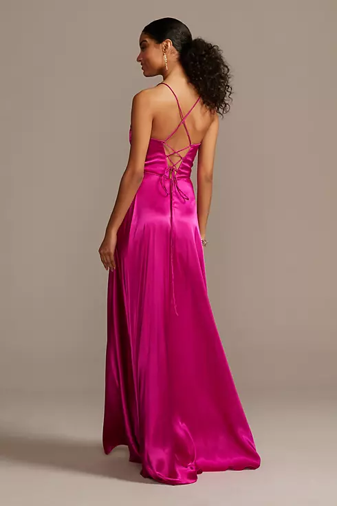 Charmeuse Spaghetti Strap Gown with Lace-Up Back Image 2