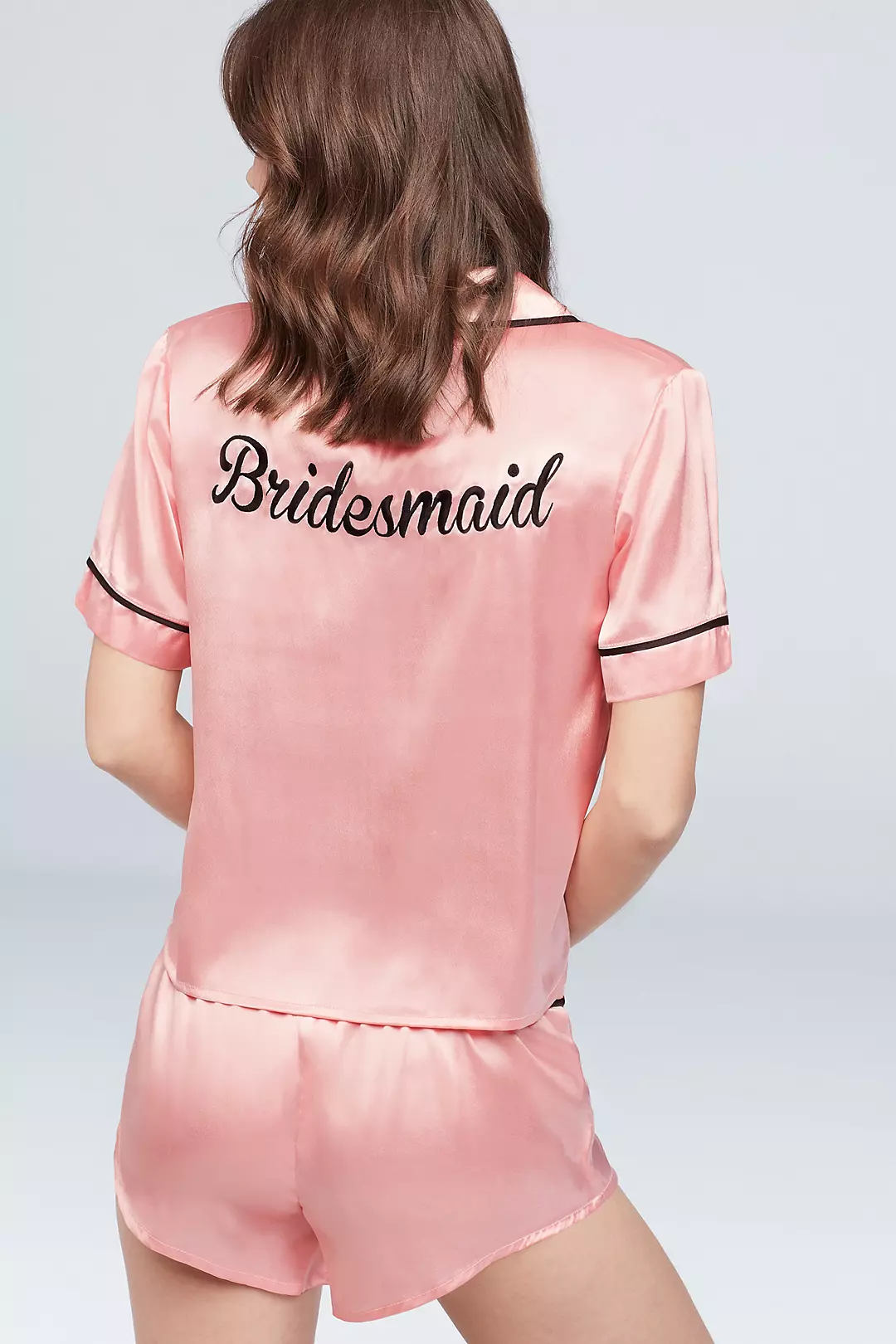 Silky Embroidered Bridesmaid Pajama Set Image 2