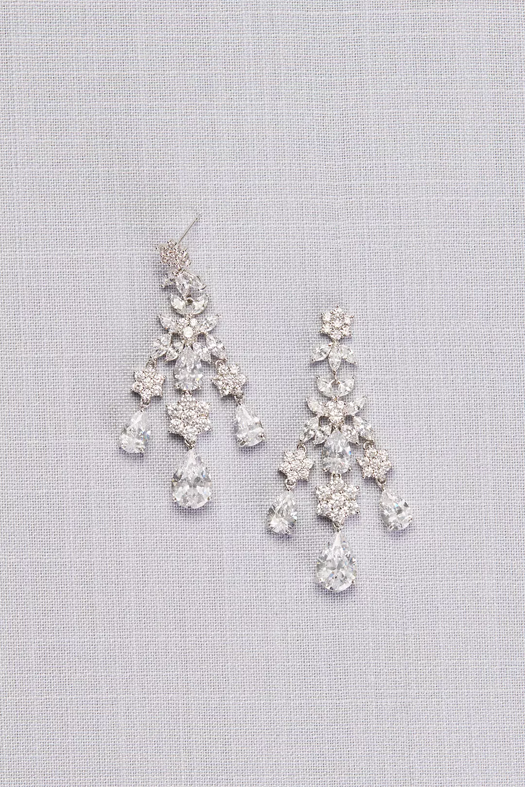 Floral and Pear Cubic Zirconia Chandelier Earrings Image