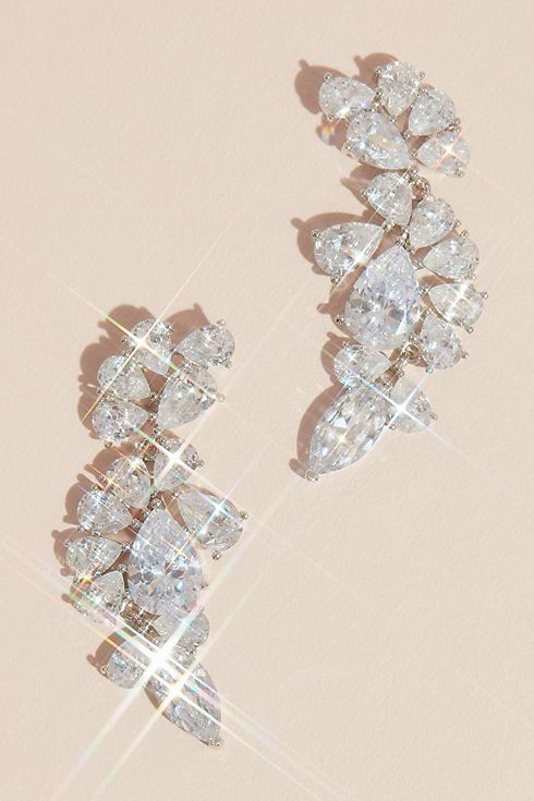 Teardrop Crystal Encrusted Cluster Earrings Image