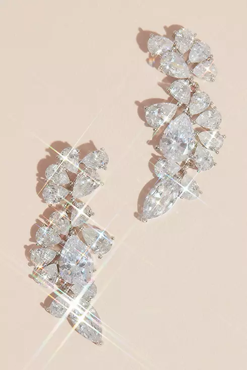 Teardrop Crystal Encrusted Cluster Earrings Image 1