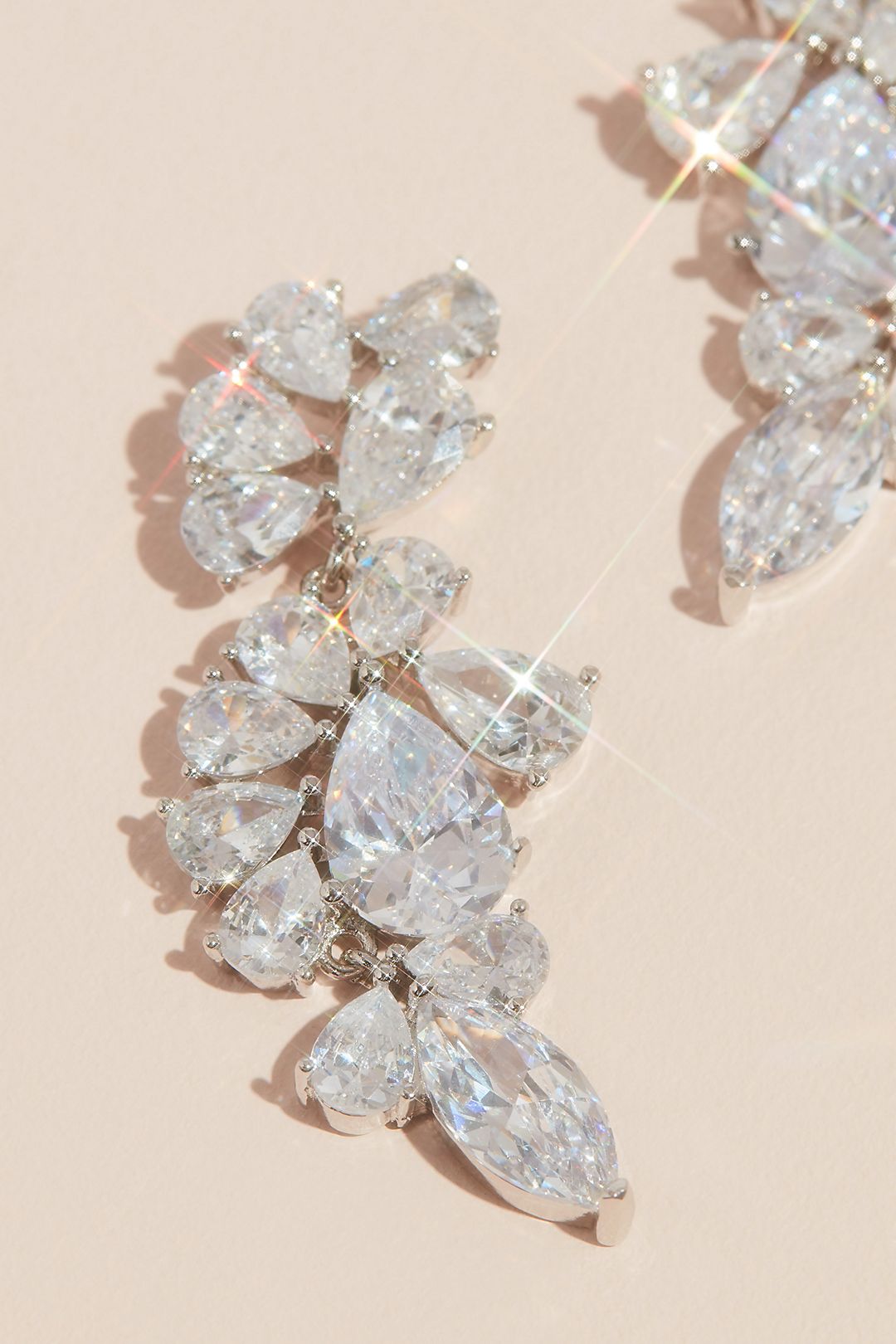 Teardrop Crystal Encrusted Cluster Earrings Image 4