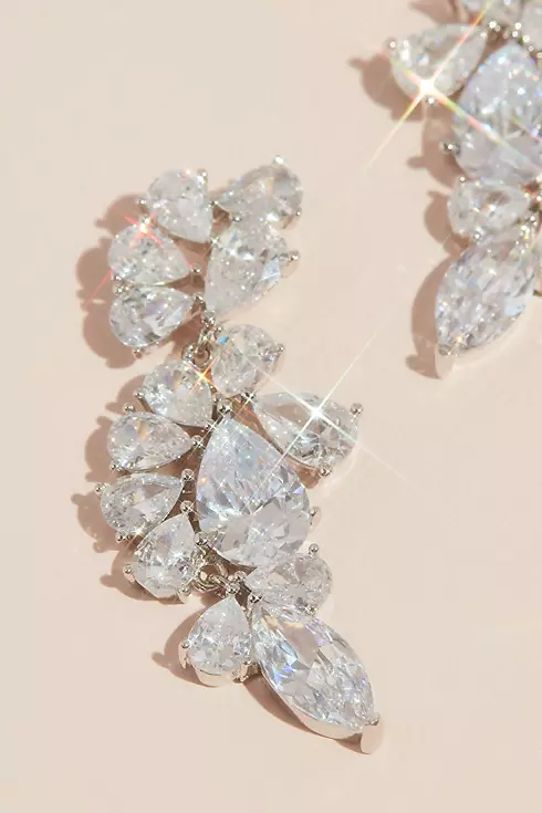 Teardrop Crystal Encrusted Cluster Earrings Image 2