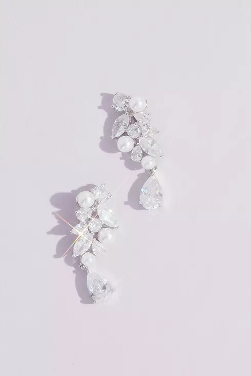 Clustered Crystal and Faux Pearl Earrings Image 1