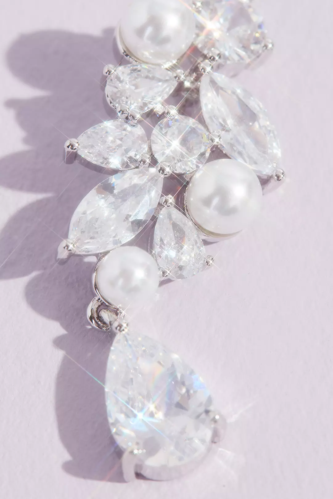 Clustered Crystal and Faux Pearl Earrings Image 2