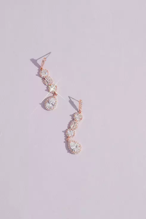 Crystal Shape Stack Halo Drop Earrings Image 1
